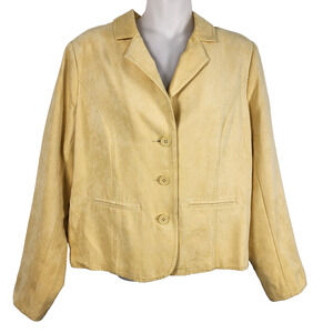 Vtg Studio Works Womens Blazer Jacket 12P Faux Suede 3 Button Notch Lapel Lined